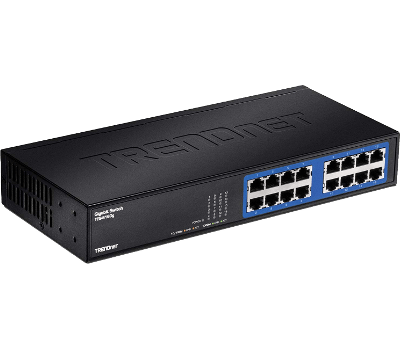 3U Server Shelf - TRENDnet 16 Port Gigabit Unmanaged, Fanless Switch