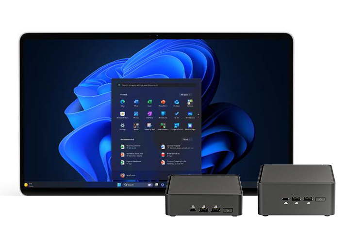Windows 11 UI Ready Display with NUC 15 Pro Slim & Tall Cyber Canyon