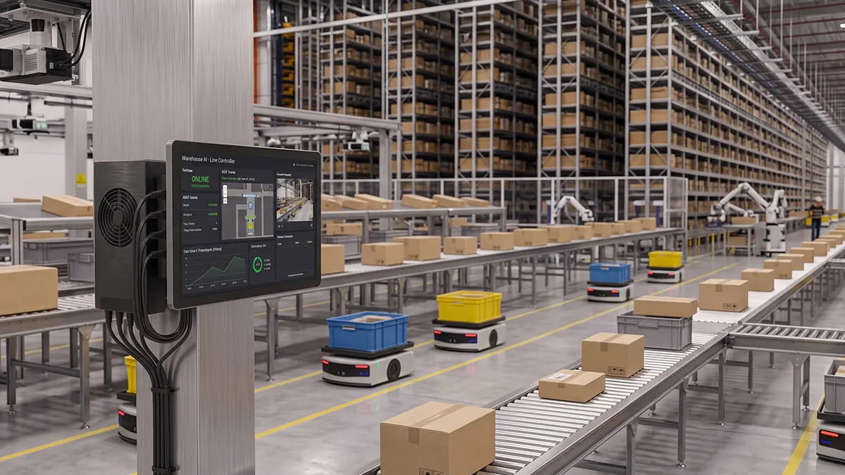 SNUC extremeEDGE hardware running SpectroCloud Palette to manage real-time AGV robotics and conveyor analytics.