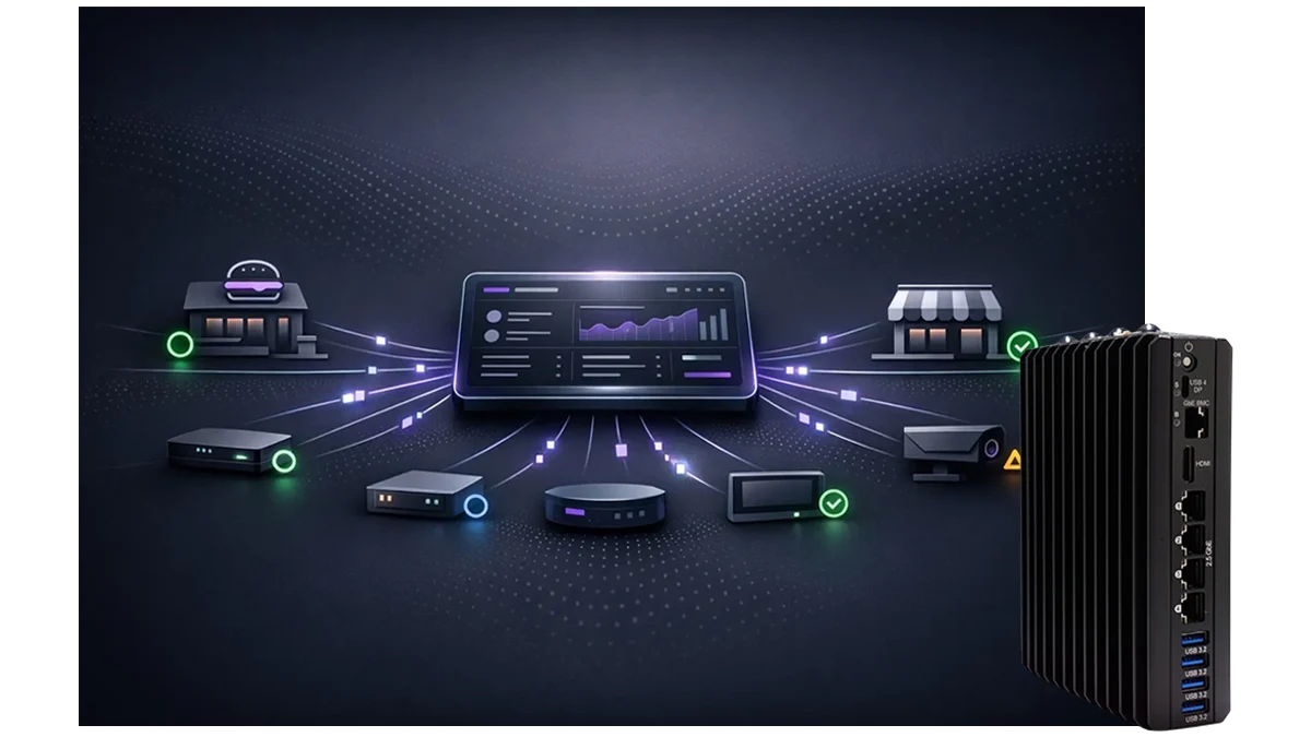 SNUC extremeEDGE™ hardware orchestrating real-time retail, restaurant, and IoT telemetry for NCR Voyix commerce environments.